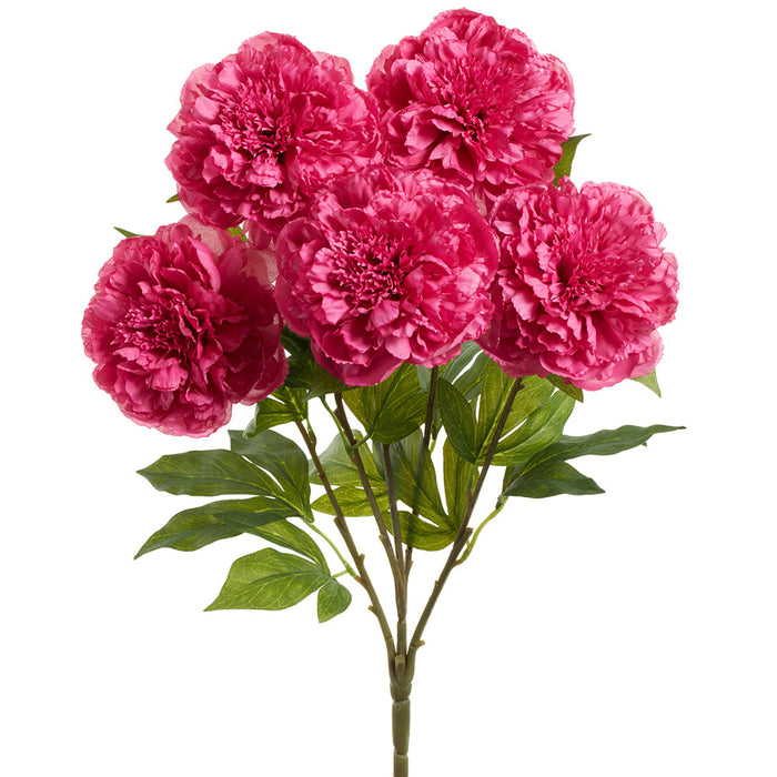 24" Peony Silk Flower Bush -Cerise (Pack of 6) - FBP962-CE