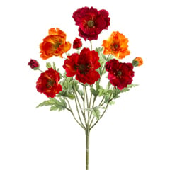 18" Silk Small Poppy Flower Bush -Red/Orange (pack of 12) - FBP974-RE/OR