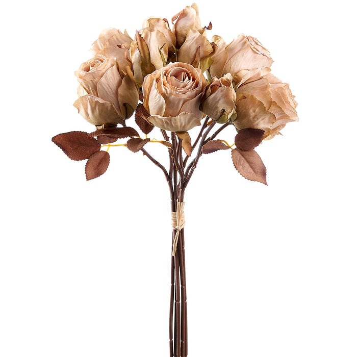 14.5" Rose Silk Flower Stem Bundle -Cream/Green (Pack of 12) - FBQ008-CR/GR