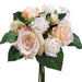11.5" Rose & Hydrangea Silk Flower Bouquet -Peach/Cream (pack of 6) - FBQ029-PE/CR