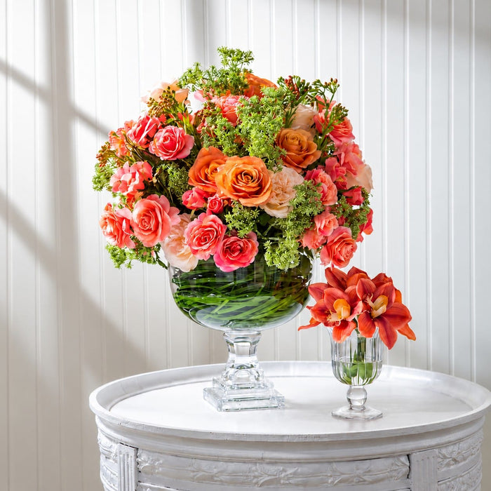 12" Real Touch Cymbidium Orchid Silk Flower Bouquet -Orange (Pack of 12) - FBQ032-OR