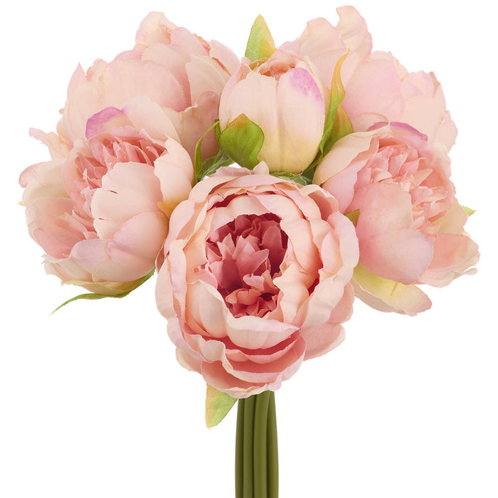 10" Peony Silk Flower Bouquet -Mauve/Cream (Pack of 12) - FBQ049-MV/CR