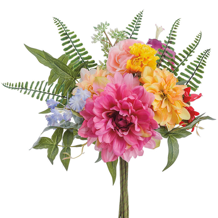24" Dahlia & Ranunculus Silk Flower Bouquet -Mixed Colors (Pack of 6) - FBQ066-MX