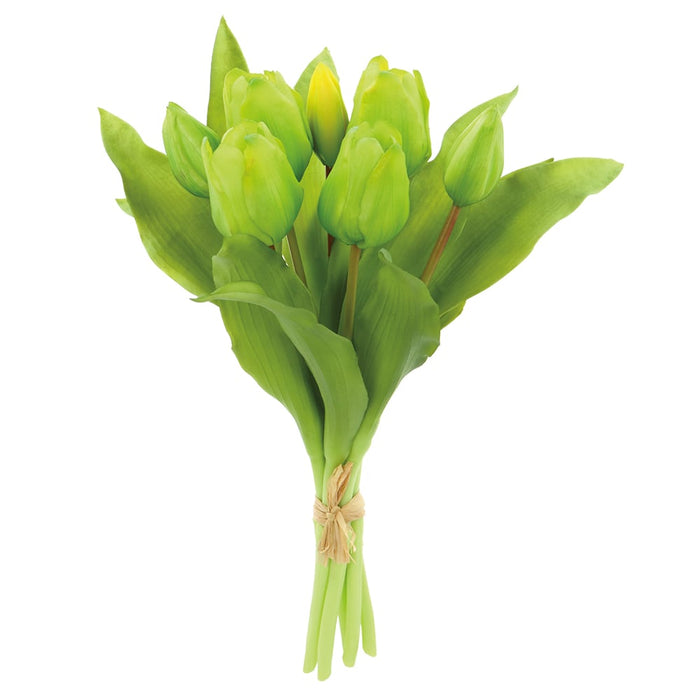 11.75" Real Touch Tulip Silk Flower Bouquet -Green (pack of 12) - FBQ165-GR