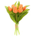 11.75" Real Touch Tulip Silk Flower Bouquet -Orange (pack of 12) - FBQ165-OR
