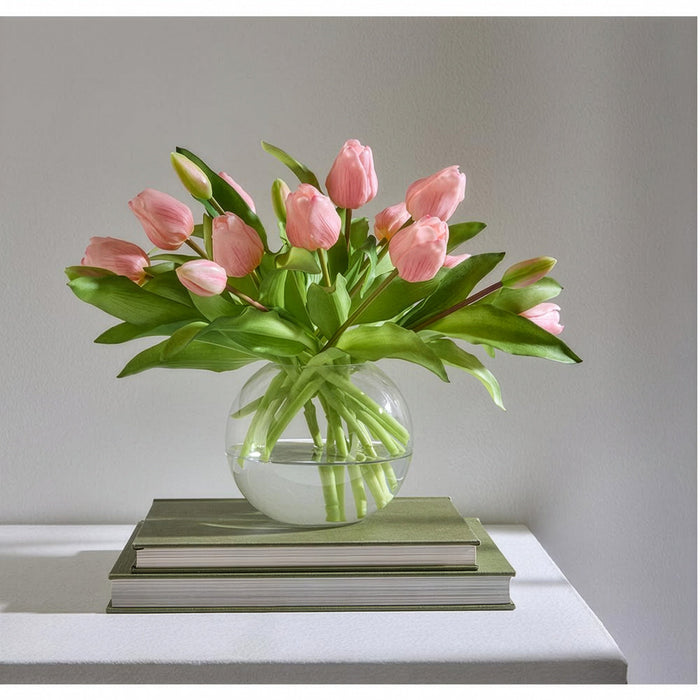 11.75" Real Touch Tulip Silk Flower Bouquet -Pink (Pack of 12) - FBQ165-PK