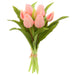 11.75" Real Touch Tulip Silk Flower Bouquet -Pink (pack of 12) - FBQ165-PK