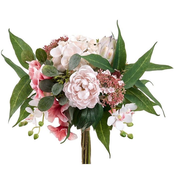 16" Peony, Protea & Orchid Silk Flower Bouquet -Blush/Pink (Pack of 2) - FBQ178-BS/PK
