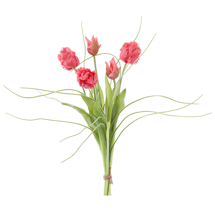 18" Tulip & Grass Silk Flower Stem Bundle -Beauty (Pack of 6) - FBQ212-BT