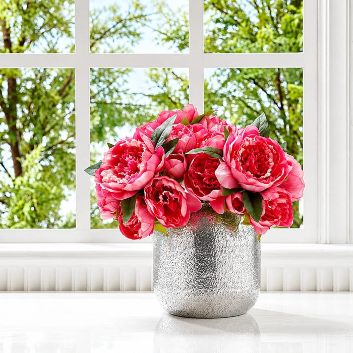 12" Peony Silk Flower Bouquet -Beauty (Pack of 6) - FBQ312-BT