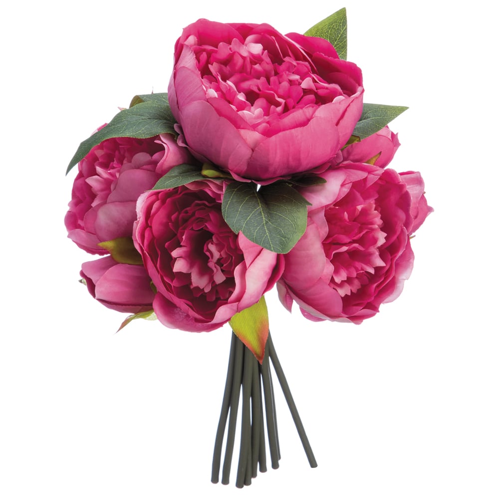 12" Peony Silk Flower Bouquet Beauty Tabletop & Bridal Bouquets