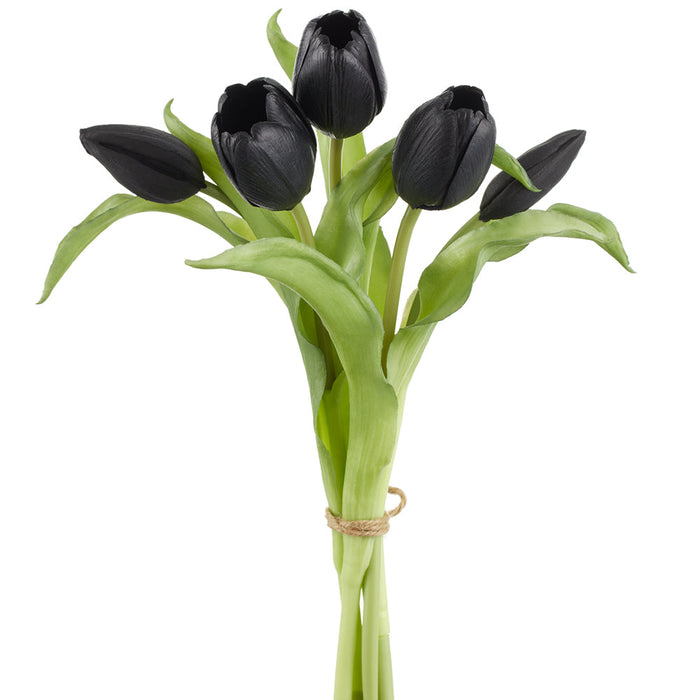 12.5" Tulip Silk Flower Stem Bundle -Black (Pack of 12) - FBQ313-BK