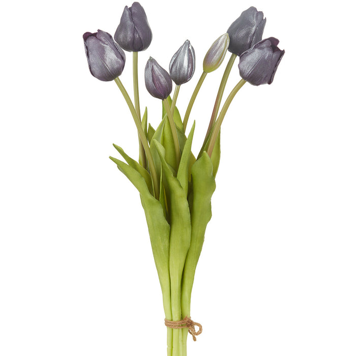 18" Glittered Tulip Silk Flower Stem Bundle -Purple (Pack of 12) - FBQ314-PU
