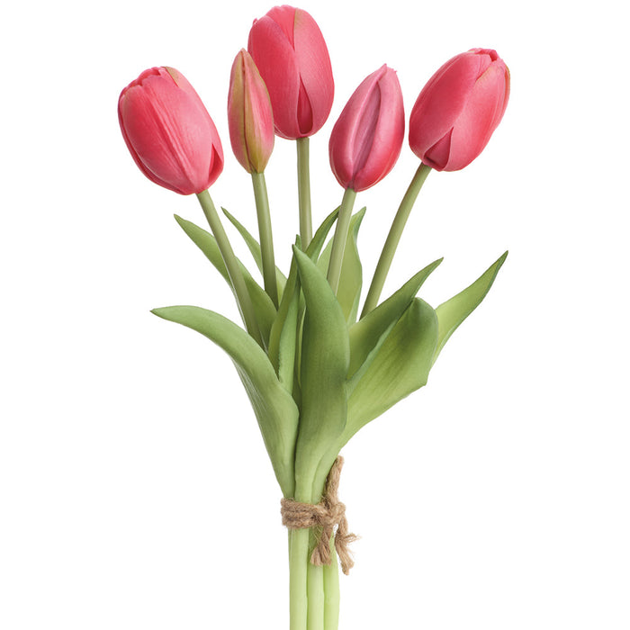 10" Real Touch Tulip Silk Flower Bouquet -Beauty (Pack of 12) - FBQ355-BT