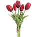 10" Real Touch Tulip Silk Flower Bouquet -Red (Pack of 12) - FBQ355-RE