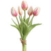 10" Real Touch Tulip Silk Flower Bouquet -White/Fuchsia (Pack of 12) - FBQ355-WH/FU