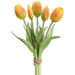10" Real Touch Tulip Silk Flower Bouquet -Yellow/Orange (Pack of 12) - FBQ355-YE/OR