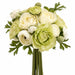 9" Ranunculus Silk Flower Bouquet -Green/Cream (Pack of 6) - FBQ368-GR/CR