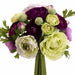 9" Ranunculus Silk Flower Bouquet -Purple/Green (Pack of 6) - FBQ368-PU/GR