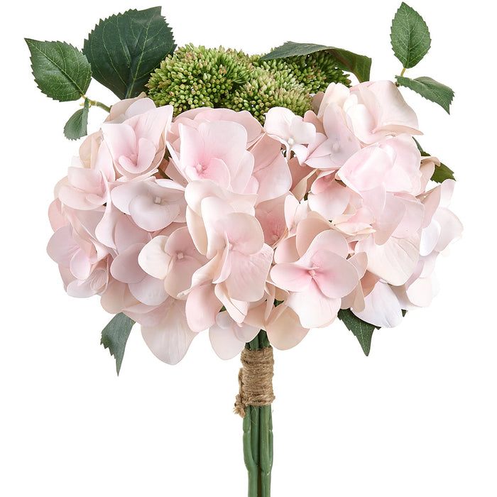 13" Hydrangea & Angelica Silk Flower Bouquet -Blush/Pink (Pack of 6) - FBQ372-BS/GR