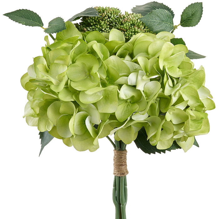 13" Hydrangea & Angelica Silk Flower Bouquet -Green (Pack of 6) - FBQ372-GR
