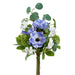 16" Anemone, Dianthus & Sedum Silk Flower Bouquet -Blue/White (Pack of 6) - FBQ412-BL/WH