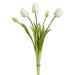 18" Real Touch Tulip Bud Silk Flower Bouquet -Cream (Pack of 12) - FBQ438-CR