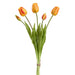 18" Real Touch Tulip Bud Silk Flower Bouquet -Orange/Yellow (Pack of 12) - FBQ438-OR/YE