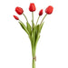 18" Real Touch Tulip Bud Silk Flower Bouquet -Red (Pack of 12) - FBQ438-RE