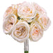 11" Rose Silk Flower Bouquet -Cream/Blush (pack of 6) - FBQ463-CR/BS