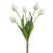 22" Tulip Silk Flower Bouquet -White/Green (Pack of 12) - FBQ515-WH/GR