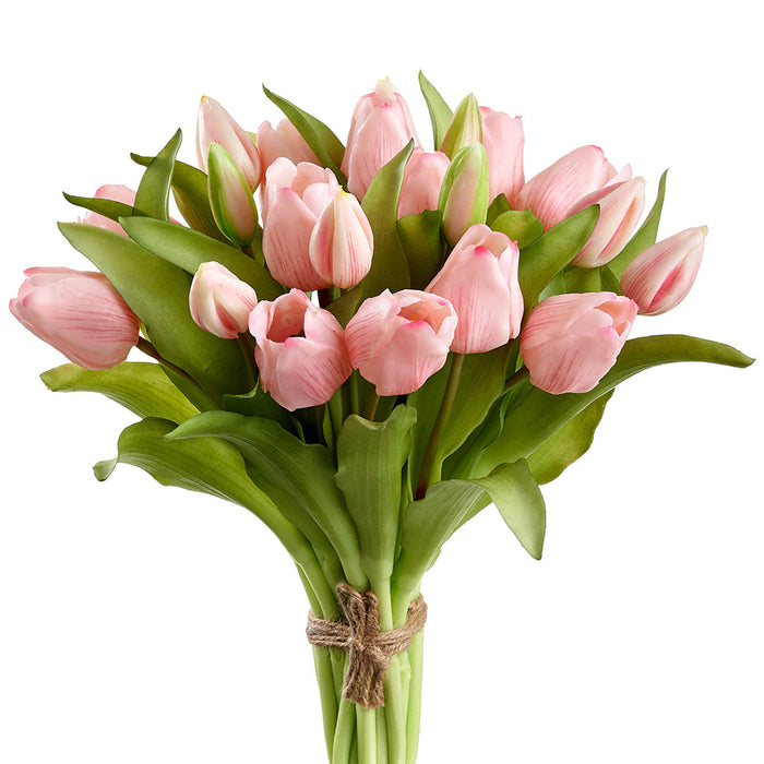 11.75" Tulip Silk Flower Bouquet -Pink (Pack of 2) - FBQ530-PK