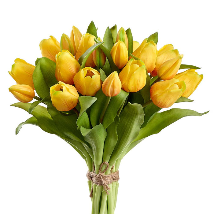 11.75" Tulip Silk Flower Bouquet -Yellow (Pack of 2) - FBQ530-YE