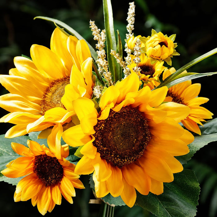 11" Sunflower Silk Flower Bouquet -Yellow (Pack of 12) - FBQ626-YE