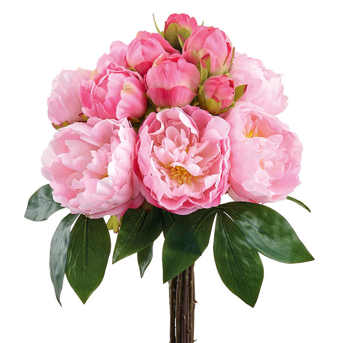 16" Peony Silk Flower Bouquet -Pink (Pack of 6) - FBQ662-PK