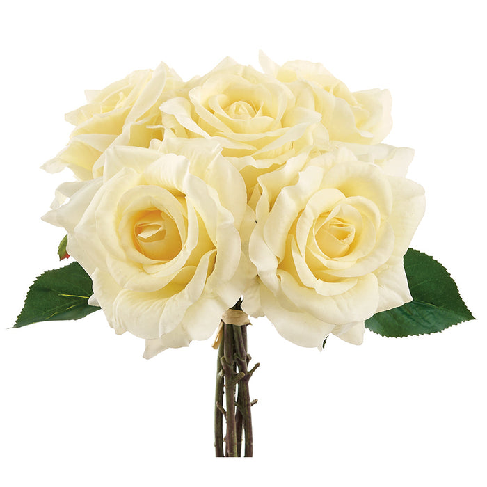 12" Real Touch Rose Silk Flower Bouquet -Yellow (Pack of 12) - FBQ670-YE
