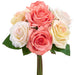 12" Rose Silk Flower Bouquet -Coral/Yellow (Pack of 12) - FBQ711-CO/YE