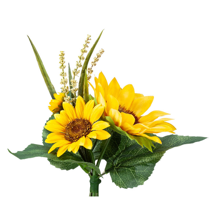 7" Sunflower Silk Flower Bouquet -Yellow (Pack of 12) - FBQ727-YE