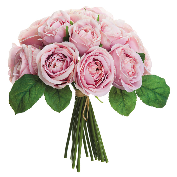 8.5" Rose Silk Flower Bouquet -Pink (pack of 12) - FBQ731-PK