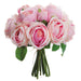 10" Rose Silk Flower Bouquet -Pink (pack of 6) - FBQ732-PK