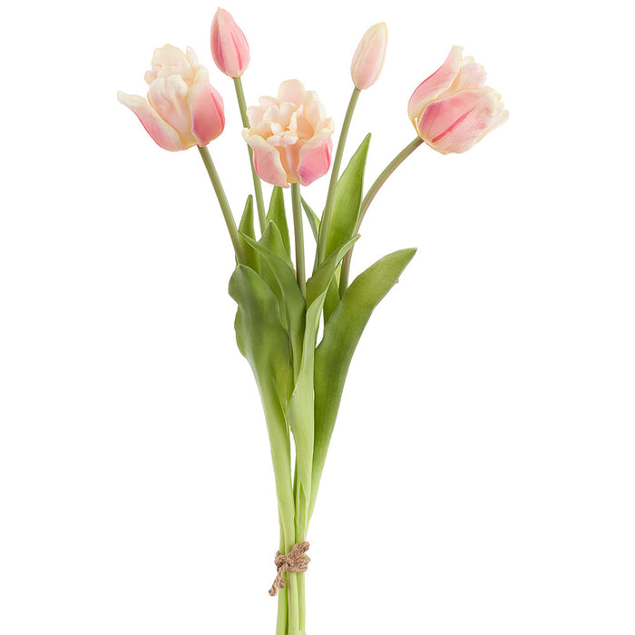 18" Real Touch Tulip Silk Flower Bouquet -Pink (Pack of 6) - FBQ741-PK