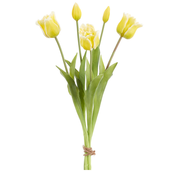 18" Real Touch Tulip Silk Flower Bouquet -Yellow (Pack of 6) - FBQ741-YE