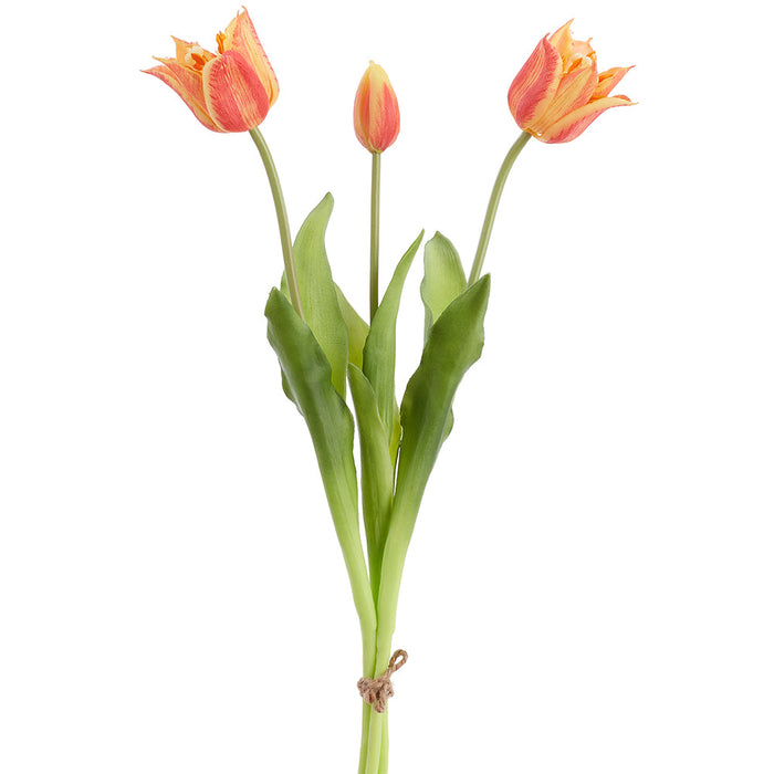 19.5" Real Touch Tulip Silk Flower Bouquet -Coral (Pack of 6) - FBQ742-CO