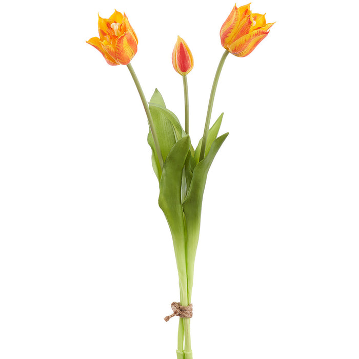 19.5" Real Touch Tulip Silk Flower Bouquet -Orange (Pack of 6) - FBQ742-OR