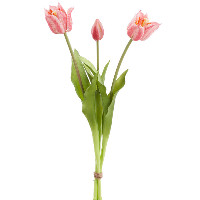 19.5" Real Touch Tulip Silk Flower Bouquet -Pink (Pack of 6) - FBQ742-PK