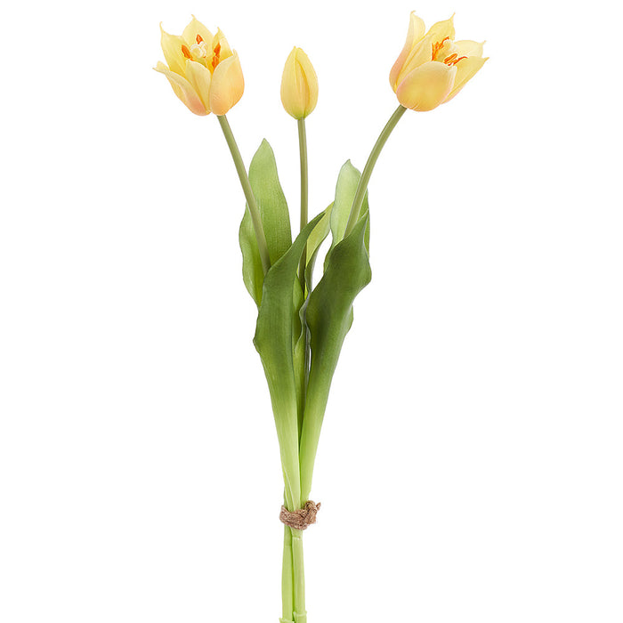 19.5" Real Touch Tulip Silk Flower Bouquet -Yellow (Pack of 6) - FBQ742-YE