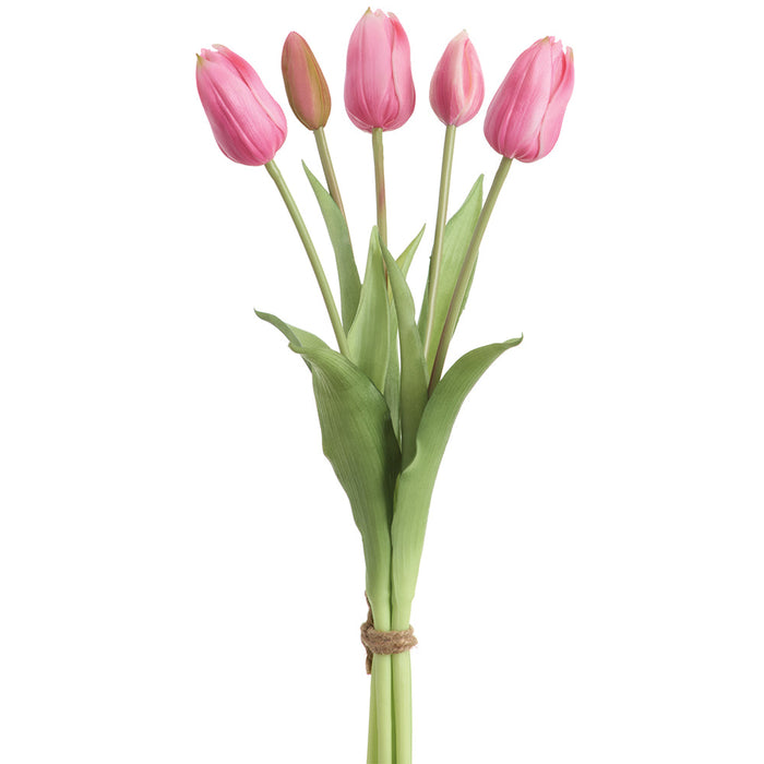 16" Real Touch Dutch Tulip Silk Flower Bouquet -Boysenberry (Pack of 12) - FBQ755-BB