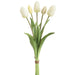 16" Real Touch Dutch Tulip Silk Flower Bouquet -Cream (Pack of 12) - FBQ755-CR