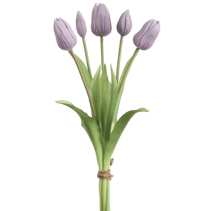 16" Real Touch Dutch Tulip Silk Flower Bouquet -Lavender (Pack of 12) - FBQ755-LV