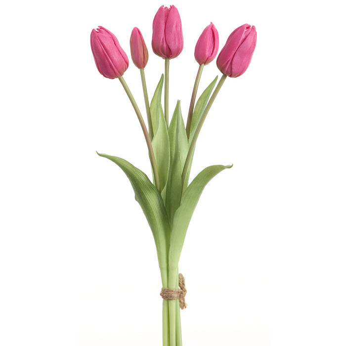 16" Real Touch Dutch Tulip Silk Flower Bouquet -Purple (Pack of 12) - FBQ755-PU